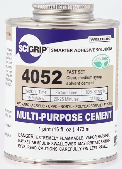 1 PINT WELD-ON #4052 (PVC, ABS, STY) - Multi-Purpose Cements
